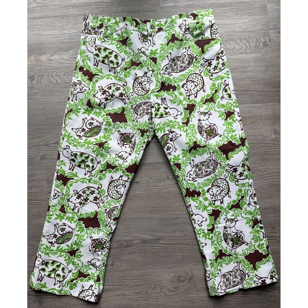 VTG 70s Lily Pulitzer Men Stuff Pants Pigs In a Blanket Print Deadstock NWT 36